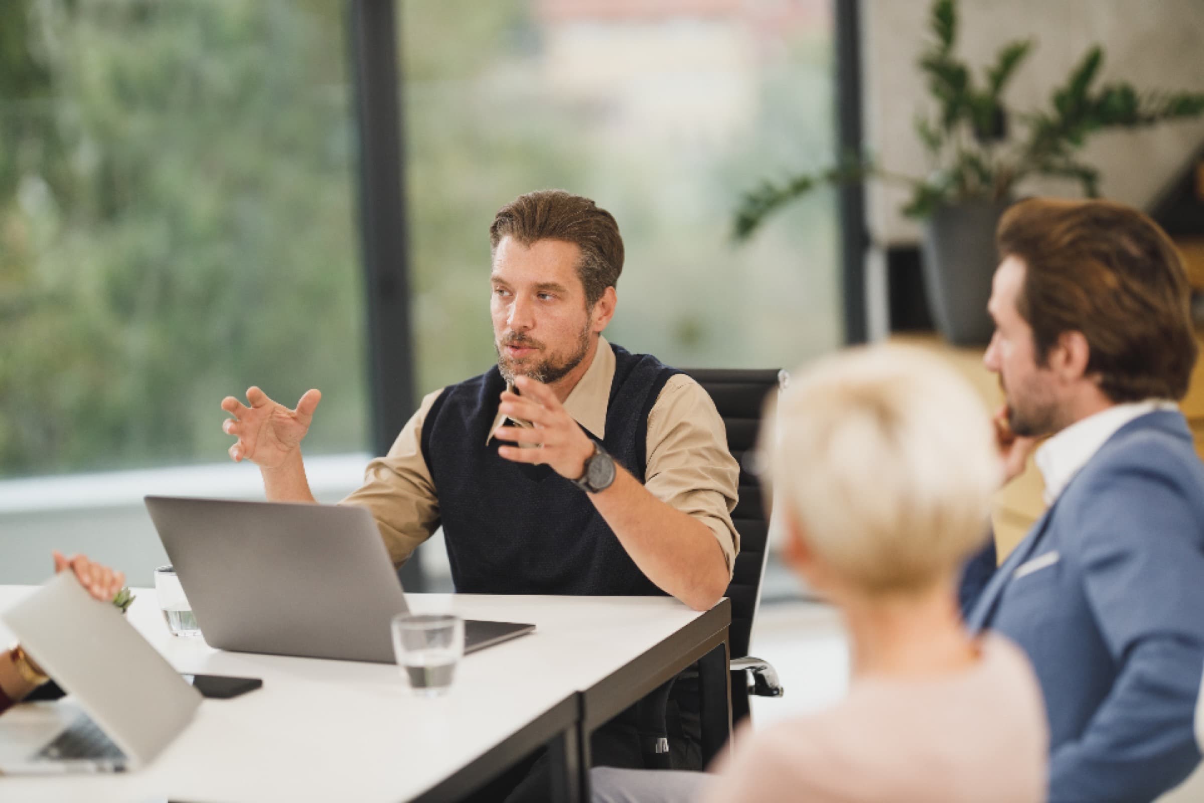 A team working in a modern office